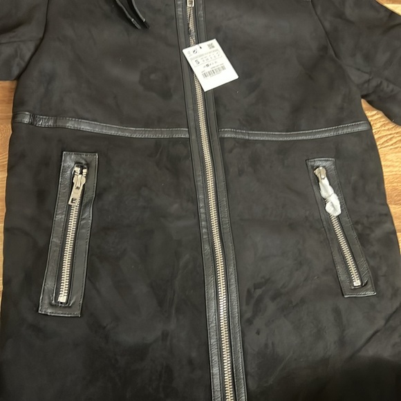 ZARA LONG FAUX SUEDE COAT JACKET size S - Picture 11 of 16